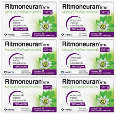 KIT 6 RITMONEURAN MARACUJá 600MG 20 COMPRIMIDOS - KLEY HERTZ