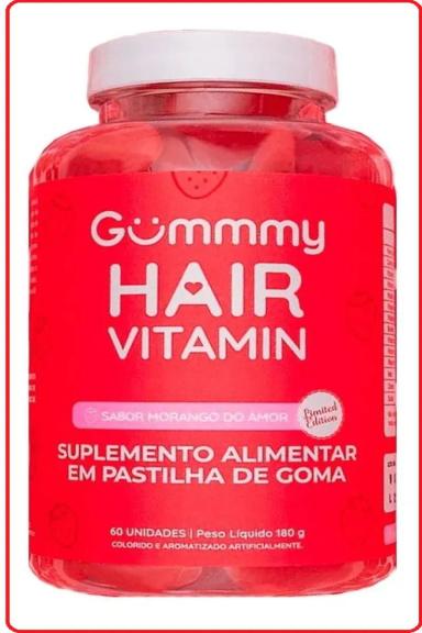 GUMMY HAIR VITAMINAS SABOR MORANGO 60 GOMAS