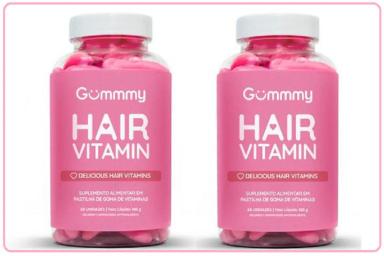 KIT COM 2 GUMMY HAIR VITAMINAS SABOR TUTTI-FRUIT 60 GOMAS