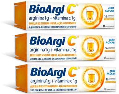 KIT 3 BIOARGI C ARGININA + VITAMINA C 16CPS - UNIãO QUíMICA