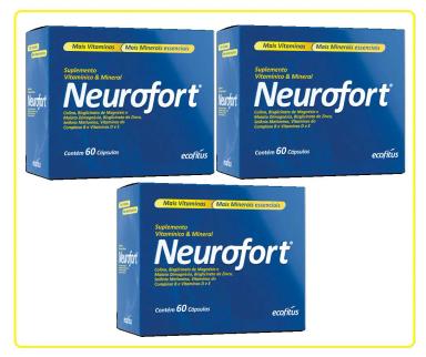 KIT COM 3 VITAMINAS NEUROFORT COGNIS 60CPS - ECOFITUS
