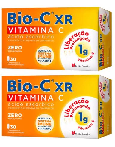 KIT 2 BIO-C XR VITAMINA C 30 COMPRIMIDOS 1G - UNIãO QUíMICA