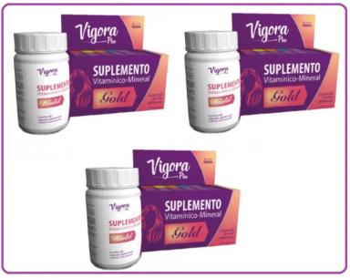 KIT COM 3 VITAMINA VIGORA PLUS GOLD 60 CáPSULAS - PRATI