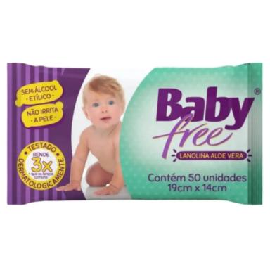 PACOTES DE LENçOS UMEDECIDOS COM 50UN - BABY FREE