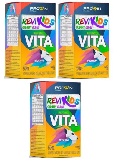 KIT 3 SUPLEMENTO ALIMENTAR REVIKIDS GUMMY 30 GOMAS - PROWIN