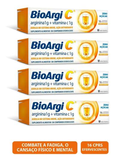 KIT 4 BIOARGI C ARGININA + VITAMINA C 16CPS - UNIãO QUíMICA