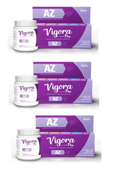 KIT COM 3 SUPLEMENTO VIGORA PLUS DE A-Z 60 CáPSULAS - PRATI