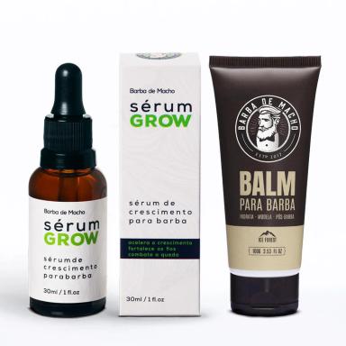 KIT PARA CRESCER BARBA SERUM GROW E BALM - BARBA DE MACHO