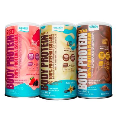 KIT BODY PROTEIN EQUALIV CACAU/VANILHA/RED