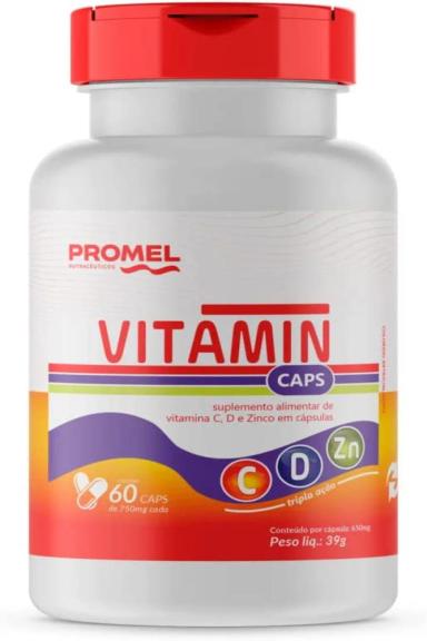 VITAMIN PROMEL VIT C, D E ZINCO 60 CAPS DE 750MG