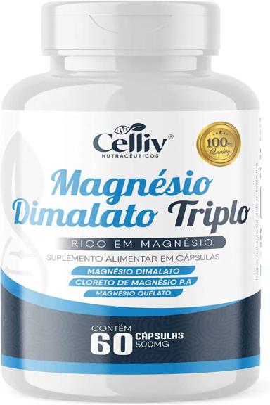 MAGNéSIO DIMALATO TRIPLO (DIMALATO, QUELATO E CLORETO DE MAGNéSIO P.A) 60 CAPS CELLIV