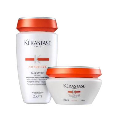 KÉRASTASE NUTRITIVE  MASQUINTENSE FINOS SATIN 1 - SHAMPOO 250ML + MÁSCARA 200ML