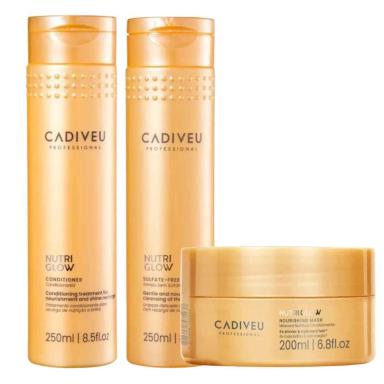 CADIVEU PROFESSIONAL NUTRI GLOW SHAMPOO 250ML + CONDICIONADOR 250ML + MÁSCARA 200ML