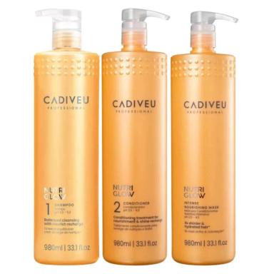 CADIVEU PROFESSIONAL NUTRI GLOW SHAMPOO 980ML + CONDICIONADOR 980ML + MÁSCARA 980ML