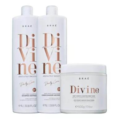 BRAÉ DIVINE ANTI-FRIZZ SHAMPOO + CONDICIONADOR 1000ML + MÁSCARA 500G