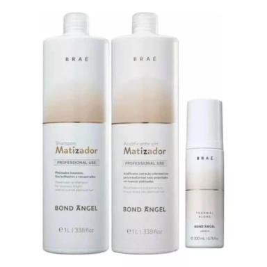 BRAÉ BOND ANGEL - SHAMPOO MATIZADOR 1000ML  + ACIDIFICANTE 1000ML + LEAVE-IN 200ML