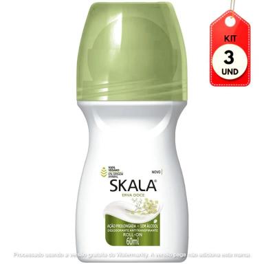 KIT C/03 SKALA ERVA DOCE DESODORANTE ROLLON 60ML