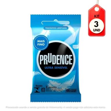KIT C/03 PRUDENCE ULTRA SENSíVEL PRESERVATIVO C/3