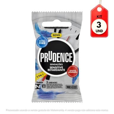 KIT C/03 PRUDENCE SENSITIVE RETARDANTE 2 EM 1 PRESERVATIVO C/3