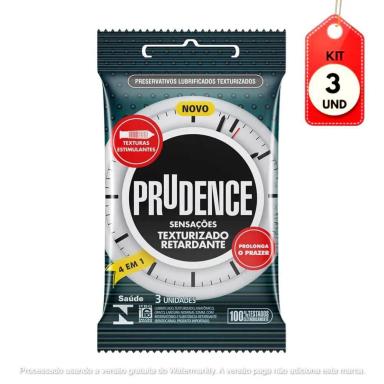 KIT C/03 PRUDENCE SENSAçõES TEXTURIZADO PRESERVATIVO C/3