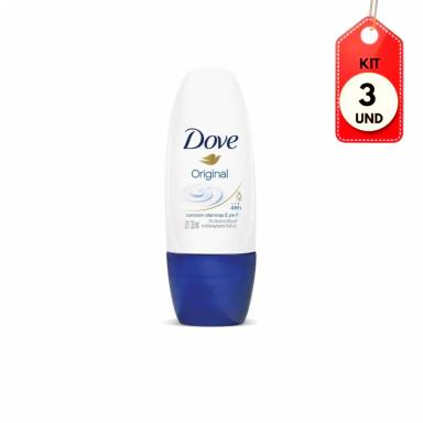 KIT C/03 DOVE ORIGINAL DESODORANTE ANTITRANSPIRANTE ROLLON 30ML