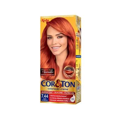 COR &amp;amp; TON 7.44 RUIVO ACOBREADO TINTA CAPILAR 50G