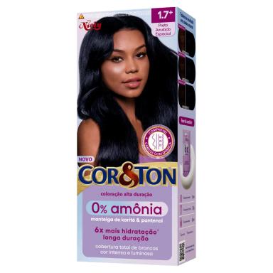 NIELY KIT CREME COLORAçãO COR&amp;amp;AMP;TON 0% AMôNIA 1.7 PRETO AZULADO 175G