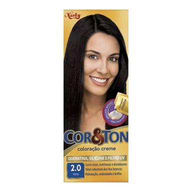 NIELY KIT CREME COLORAçãO COR&amp;amp;AMP;TON 2.0 PRETO 50G