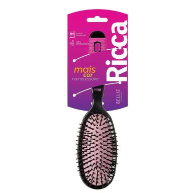 ESCOVA OVAL RICCA GDE BLACK &amp;amp;AMP; PINK 2411