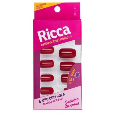 RICCA UNHAS POSTIçAS VERMELHO BORDO
