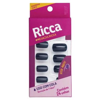 RICCA UNHAS POSTIçAS BLUE JEANS COM 24 UNIDADES