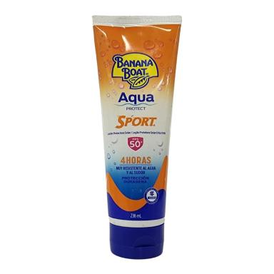 LOçãO PROTETORA SOLAR UVA/UVB AQUA PROTECT SPORT FPS 50+ BANANA BOAT 236ML