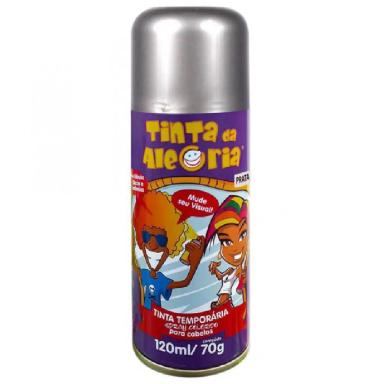TINTA TEMPORARIA SPRAY PARA CABELOS PRATA TINTA DA ALEGRIA 120ML/70G