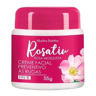 CREME PREVENTIVO A RUGAS COM FPS 15 COM OLEO DE ROSA MOSQUETA ROSATIV ABELHA RAINHA 55G