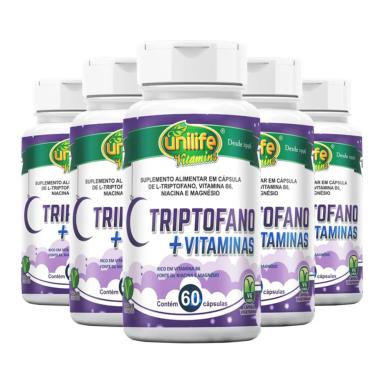 KIT 5 L-TRIPTOFANO + VITAMINAS DA UNILIFE - 60 CáPSULAS