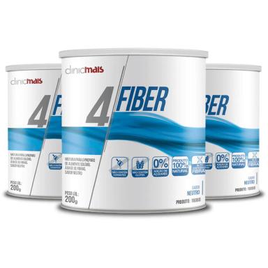 KIT 3 4 FIBER FIBRAS SOLUVEIS CLINIC MAIS 200G NEUTRO