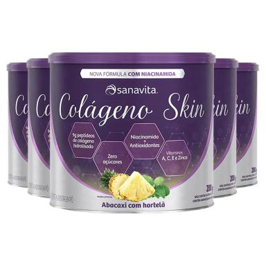 KIT5COLáGENOSKINNIACINAMIDASANAVITAABACAXICOMHORTELã200G