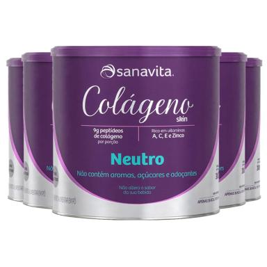 KIT 5 COLáGENO SANAVITA - 300G - NEUTRO