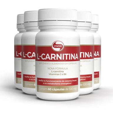 KIT 5 L-CARNITINA + B6 VITAFOR 60 CáPSULAS