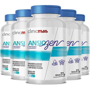 KIT 5 ANSIOZEN L-TRIPTOFANO E MAGNéSIO CLINICMAIS 60 CáPSULAS