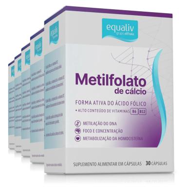 KIT 5 METILFOLATO DE CáLCIO EQUALIV 30 CáPSULAS