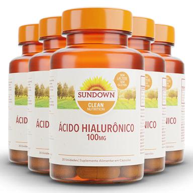 KIT 5 ÁCIDO HIALURôNICO SUNDOWN 100 MG 30 CáPSULAS
