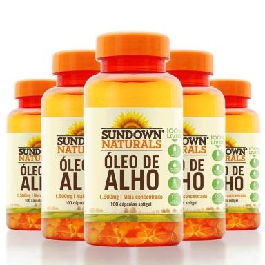 KIT 5 ÓLEO DE ALHO 1500MG SUNDOWN 100 CáPSULAS