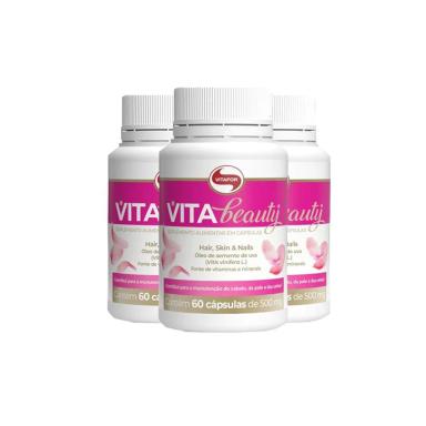 KIT 3 VITA BEAUTY HAIR &amp;amp;amp; NAILS VITAFOR 60 CáPSULAS