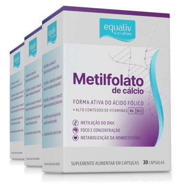 KIT 3 METILFOLATO DE CáLCIO EQUALIV 30 CáPSULAS