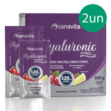 KIT 2 HYALURONIC ÁCIDO HIALURôNICO + VERISOL SANAVITA 30 SACHêS CRANBERRY + LIMãO