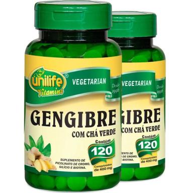 KIT 2 GENGIBRE COM CHá VERDE 120 COMPRIMIDOS UNILIFE