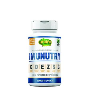IMUNUTRY ZINCO, SELêNIO, GLUTAMINA, PRóPOLIS E VITAMINAS C, D E E UNILIFE 60 CáPSULAS