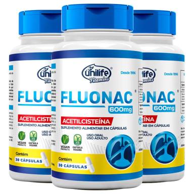 KIT 3 FLUONAC ACETILCISTEíNA UNILIFE 30 CáPSULAS
