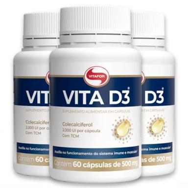 KIT 3 VITA D3 VITAMINA D 60 CáPSULAS VITAFOR